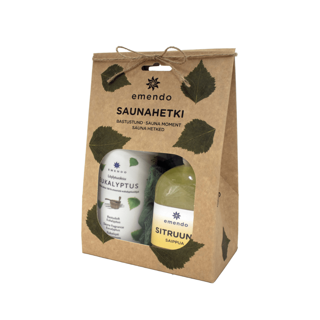 Emendo Sauna Moment Set - Eucalyptus Sauna Scent, Lemon Soap & Loofah