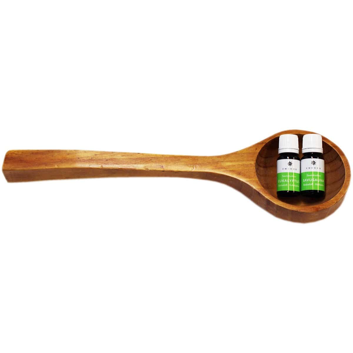 Emendo Wooden Sauna Ladle & Scent Oil Set (Eucalyptus & Smoke Sauna)