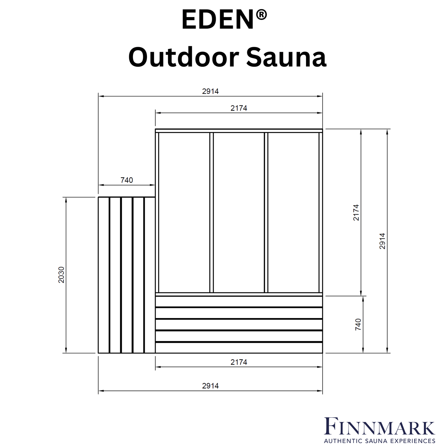 Finnmark EDEN® Black Outdoor Sauna (5 - 6 Person) Modular Outdoor Sauna | Finnmark Sauna
