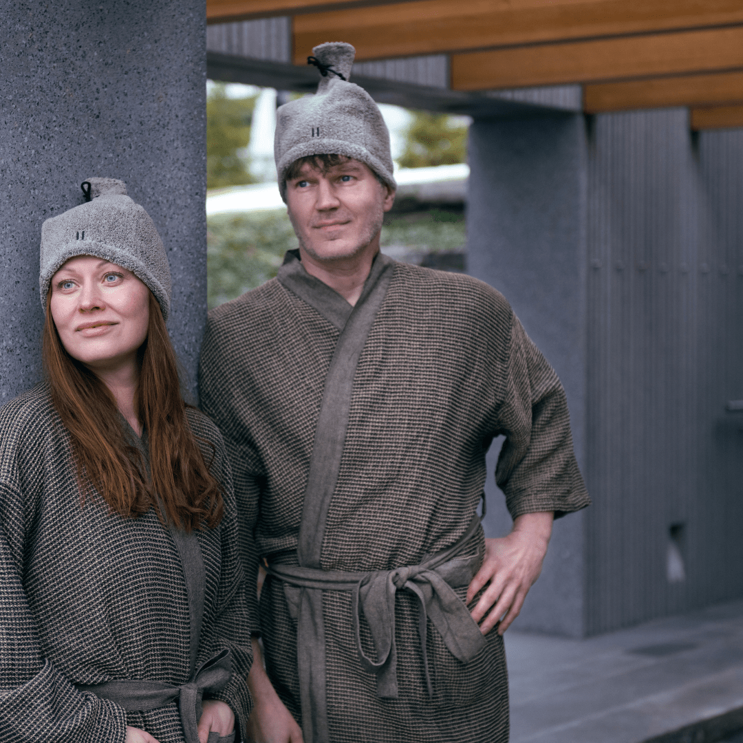Terry Linen Sauna Hat Brown/Beige Sauna Hat | Finnmark Sauna