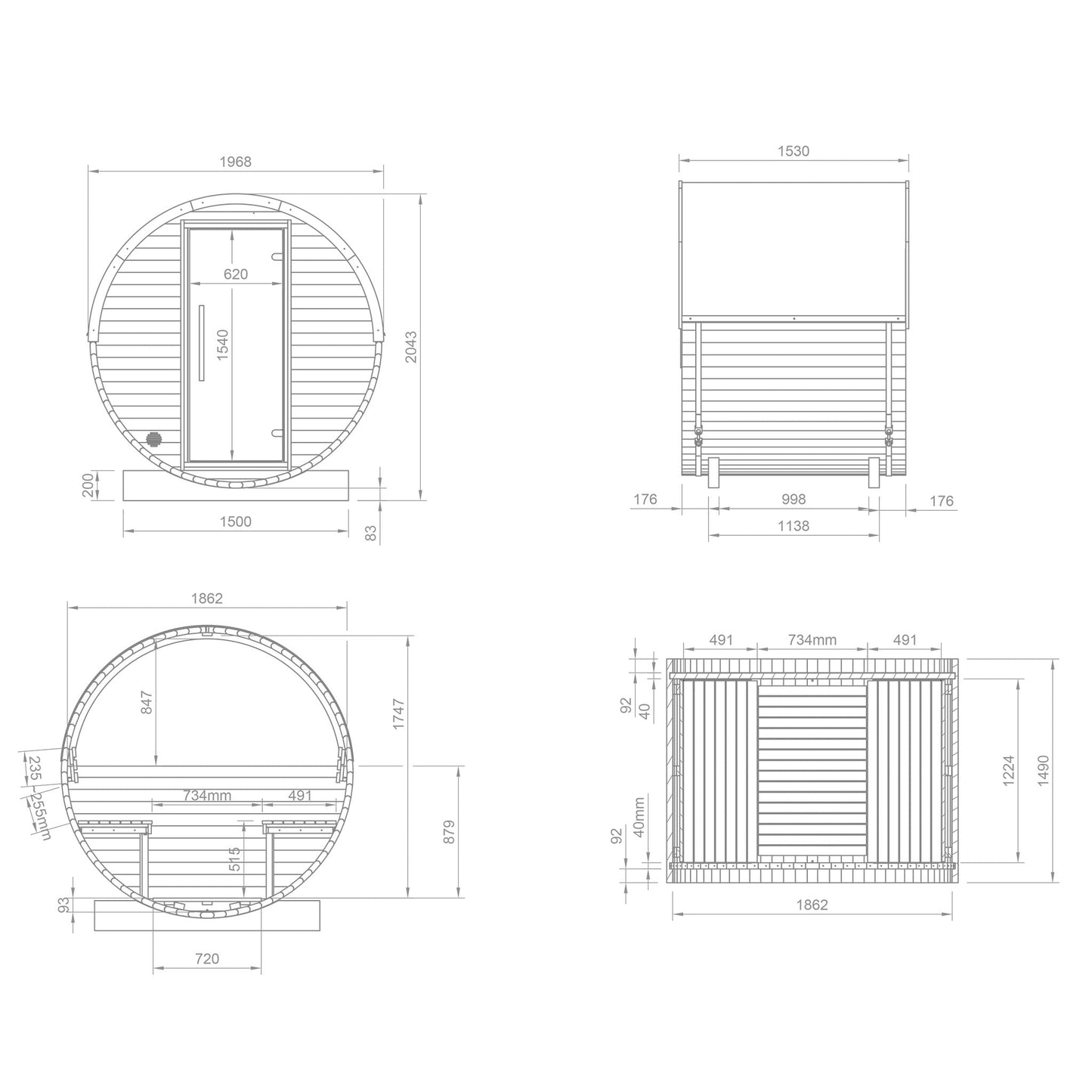 Thermo Wood Barrel Sauna - Micro (2 Person) Barrel Sauna | Finnmark Sauna
