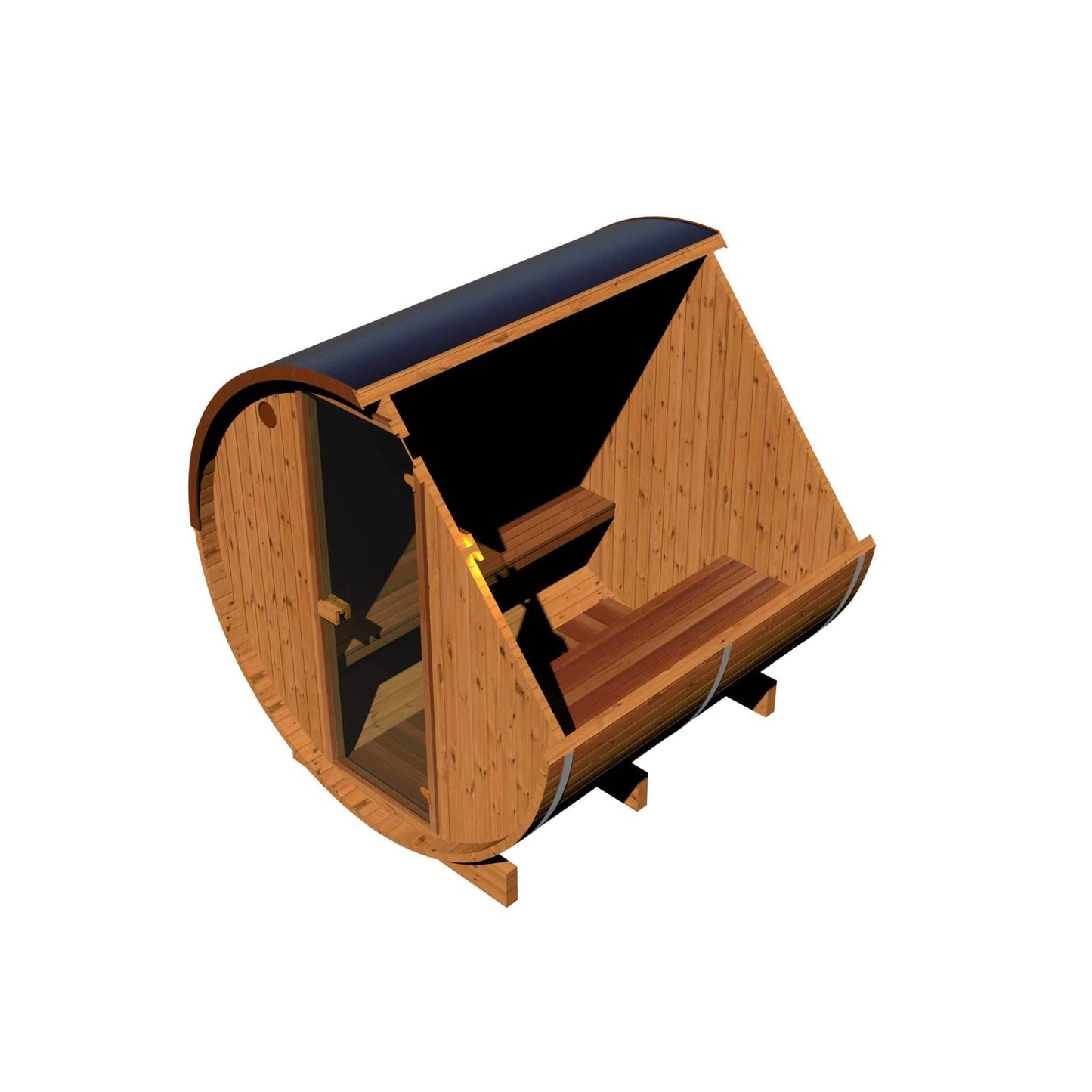 Wood Barrel Sauna (4-6 Person) in Regular Black