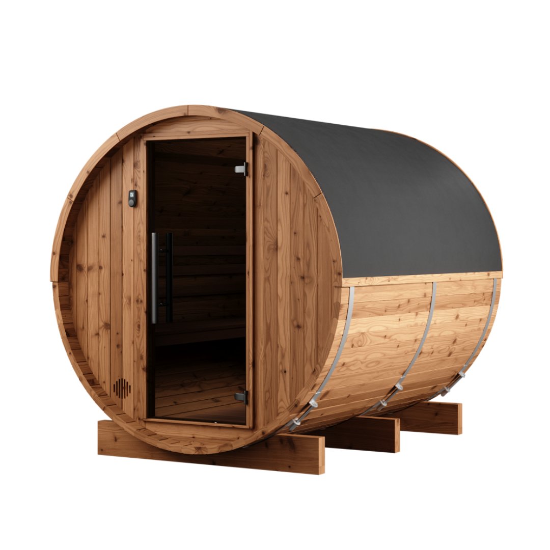 Thermo Wood Barrel Sauna - Small (L: 223 & ø: 194 cm) Barrel Sauna | Finnmark Sauna