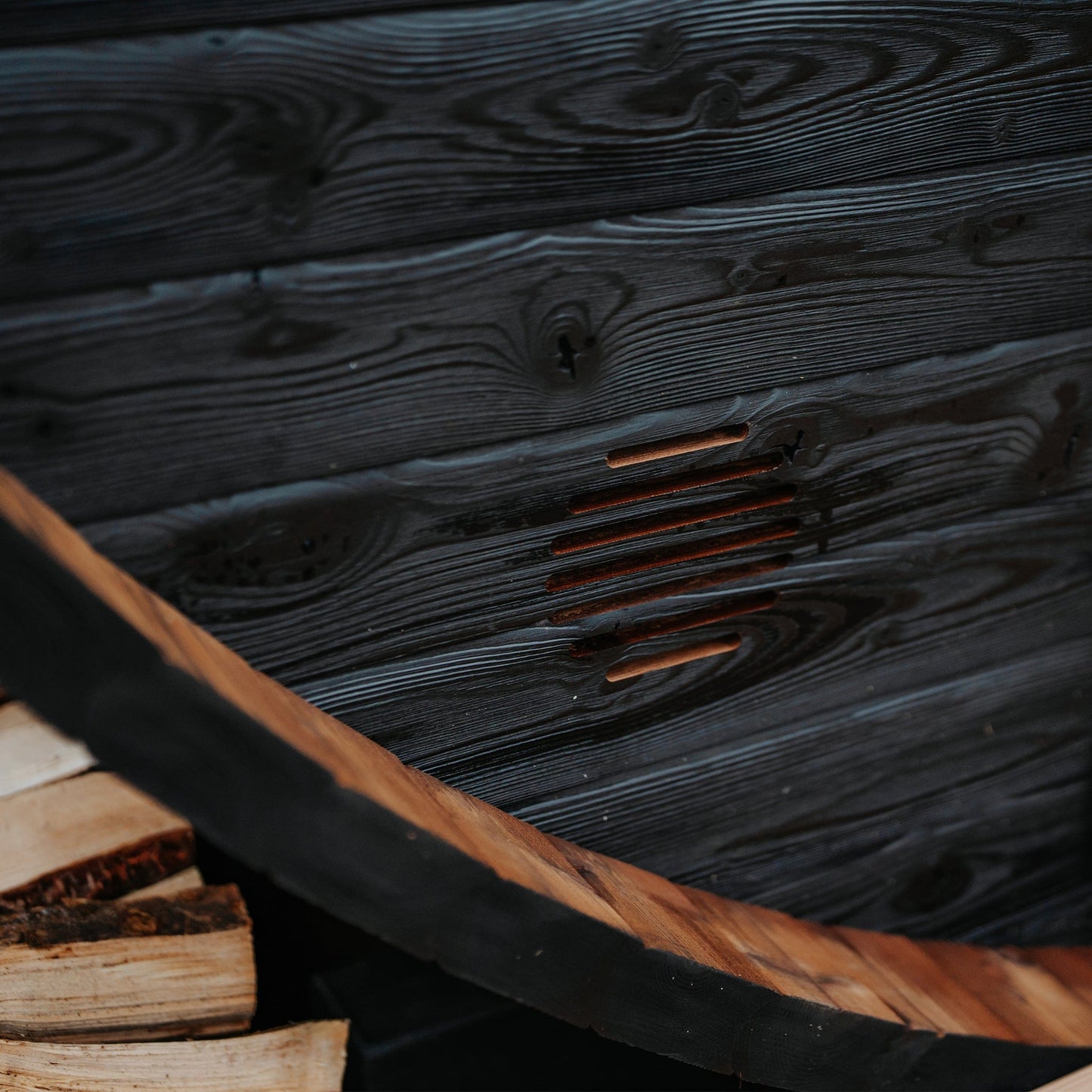 Large Wood Barrel Sauna with Window (6-8 Person) in Black