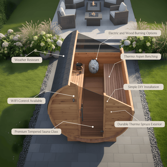 Wood Barrel Sauna with Window (4-6 Person)