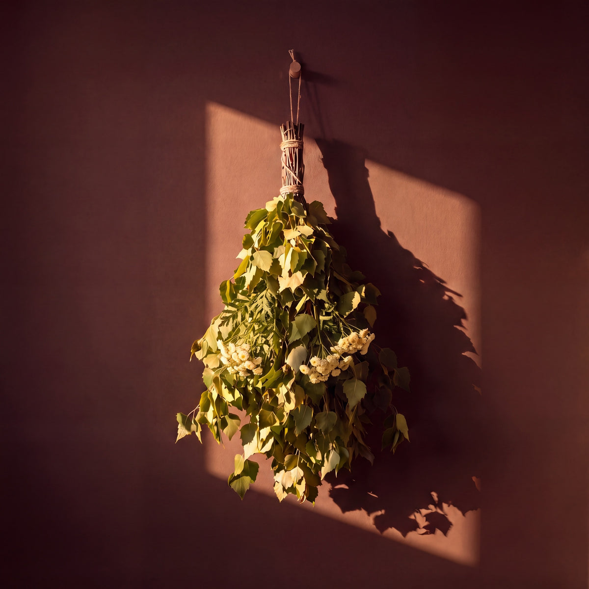 Sauna Whisk Birch & Tansy - lifestyle in sunlight