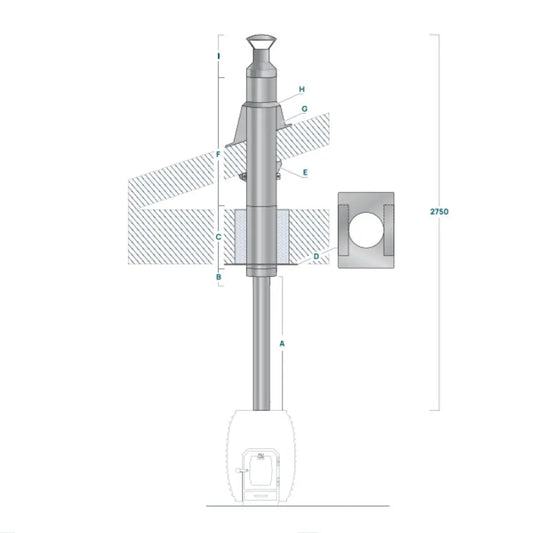 HUUM Chimney Set for Wood Burning Sauna Heater (Through the Ceiling) | Finnmark Sauna