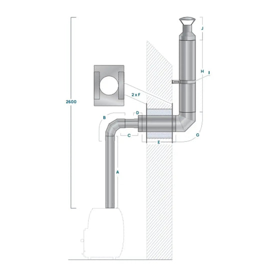 HUUM Chimney Set for Wood Burning Sauna Heater (Through the Wall) | Finnmark Sauna
