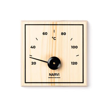 Narvi Square Pine Wood Thermometer