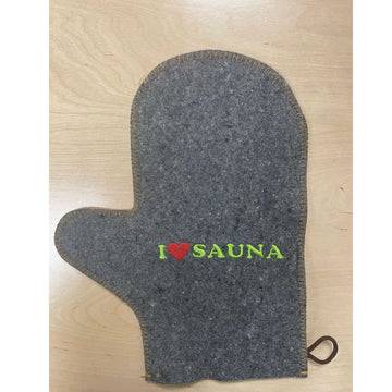 Traditional Grey 'I Love Sauna' Sauna Glove Sauna Hat | Finnmark Sauna