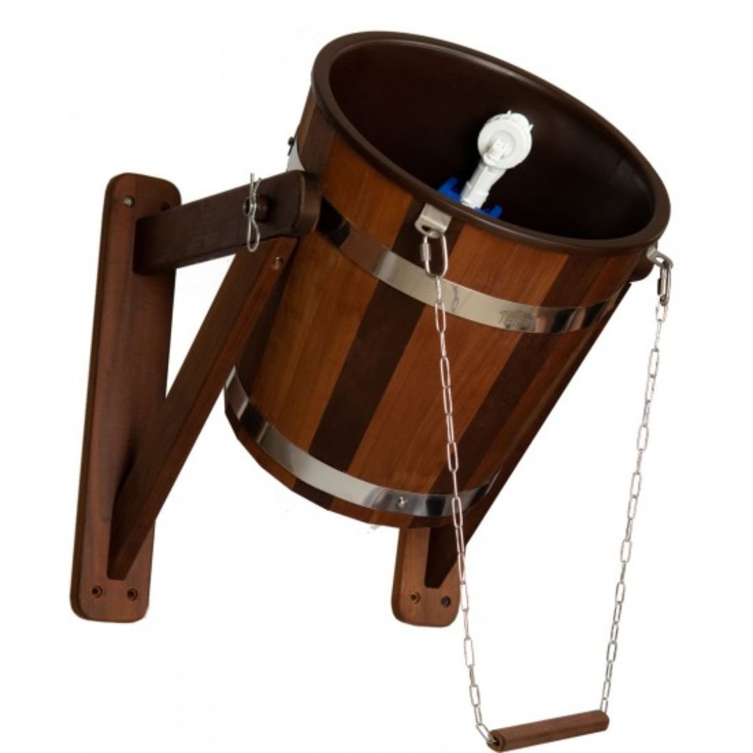 Waterfall Effect Bucket Shower - Thermo Linden with Plastic Insert (20 Litres) Sauna Buckets & Ladles | Finnmark Sauna