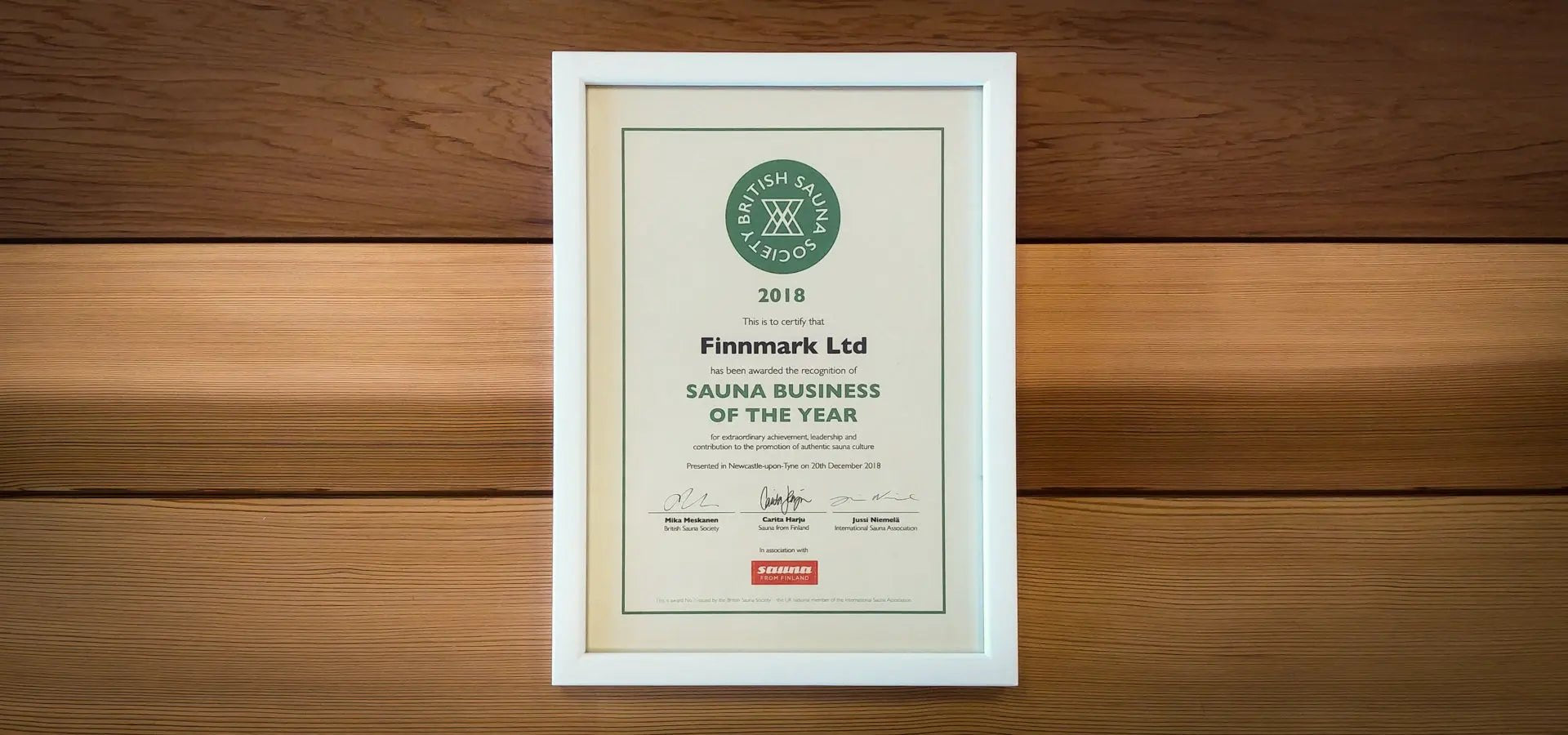 Finnmark Sauna awarded 2018 Sauna Business of the Year - Finnmark Sauna