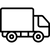 Black outline of a delivery truck on a white background