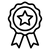 Black line drawing of a ribbon with a star in the center on a white background