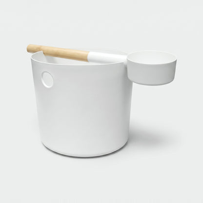 KOLO Sauna Bucket and Ladle Set White - side profile