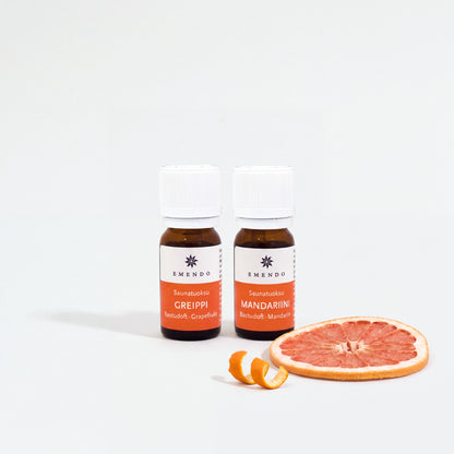 Emendo Grapefruit & Mandarin Sauna Scents (2 x 10ml) with dried grapefruit and mandarin peel