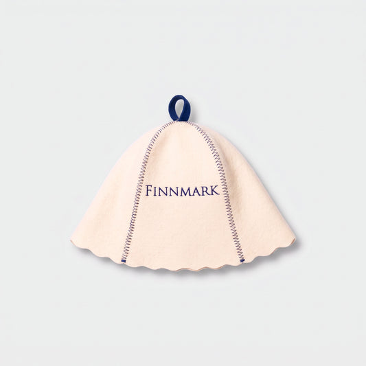 Finnmark Traditional White Sauna Hat 100% Wool - flat lay