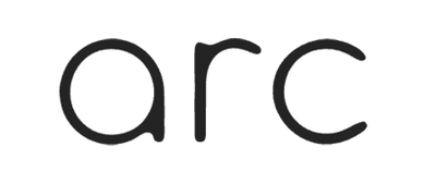 Black 'arc' logo on a white background