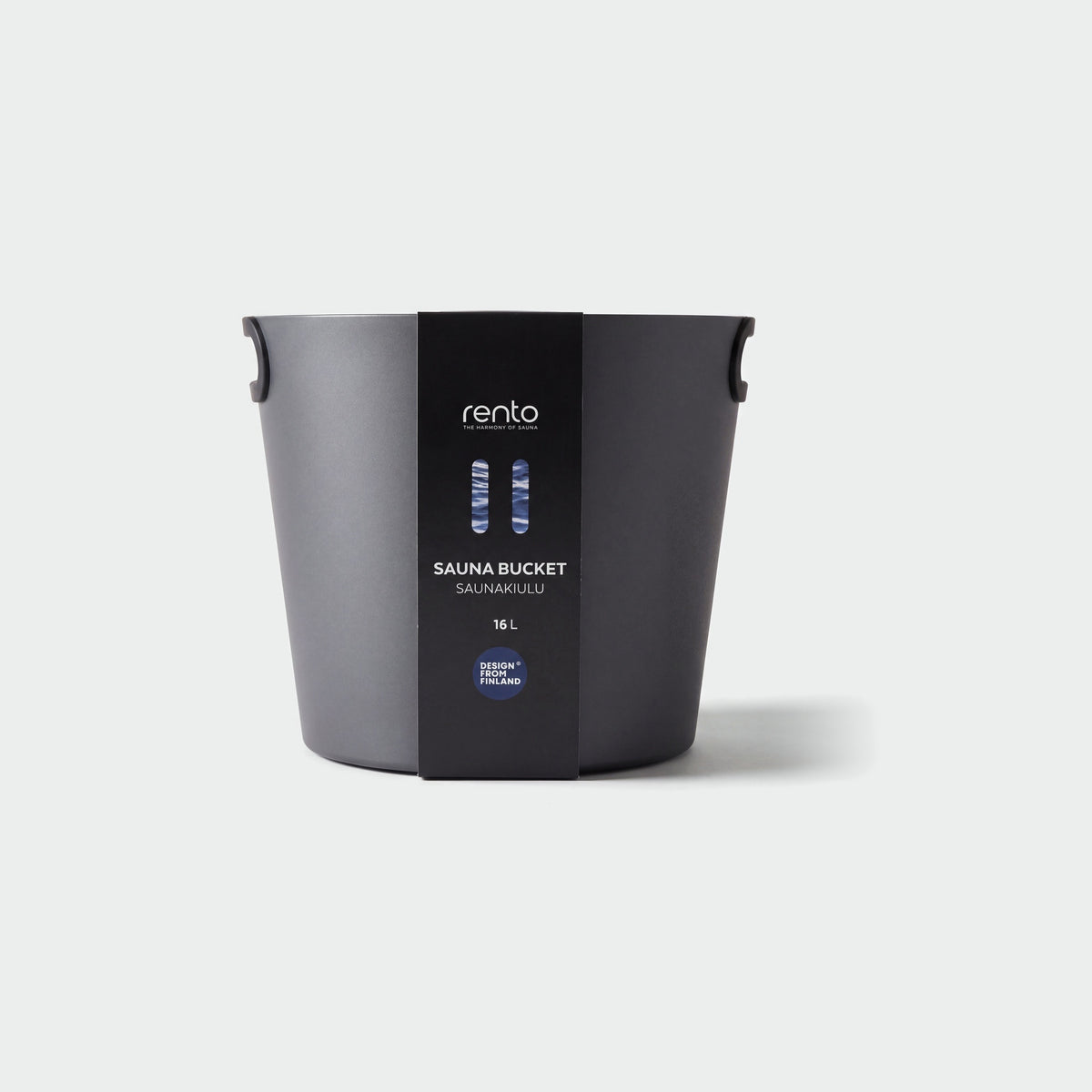 Rento 16 Litre Anodised Aluminium Large Sauna Bucket Dark Grey - hero with Rento card band