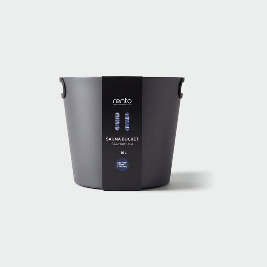 Rento 16 Litre Anodised Aluminium Large Sauna Bucket Dark Grey - hero with Rento card band