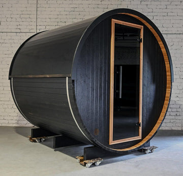 Thermo Wood Barrel Sauna - Regular Black (4-6 Person)