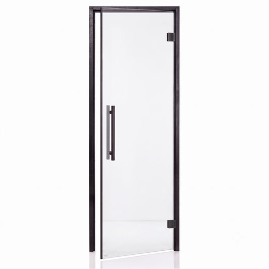 Benelux Sauna Room Door with Black Timber Frame (Clear Glass)