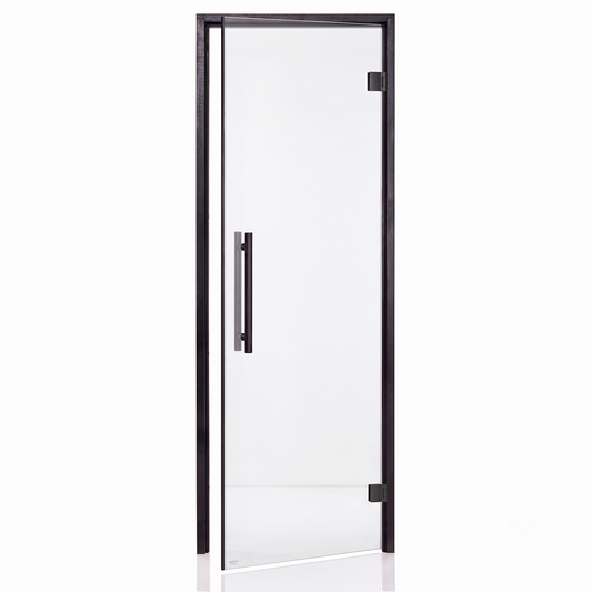 Benelux Sauna Room Door with Black Timber Frame (Clear Glass)
