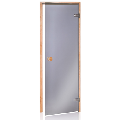 Grey Glass Sauna Door with Alder Frame and Grey Hinges (Standard)
