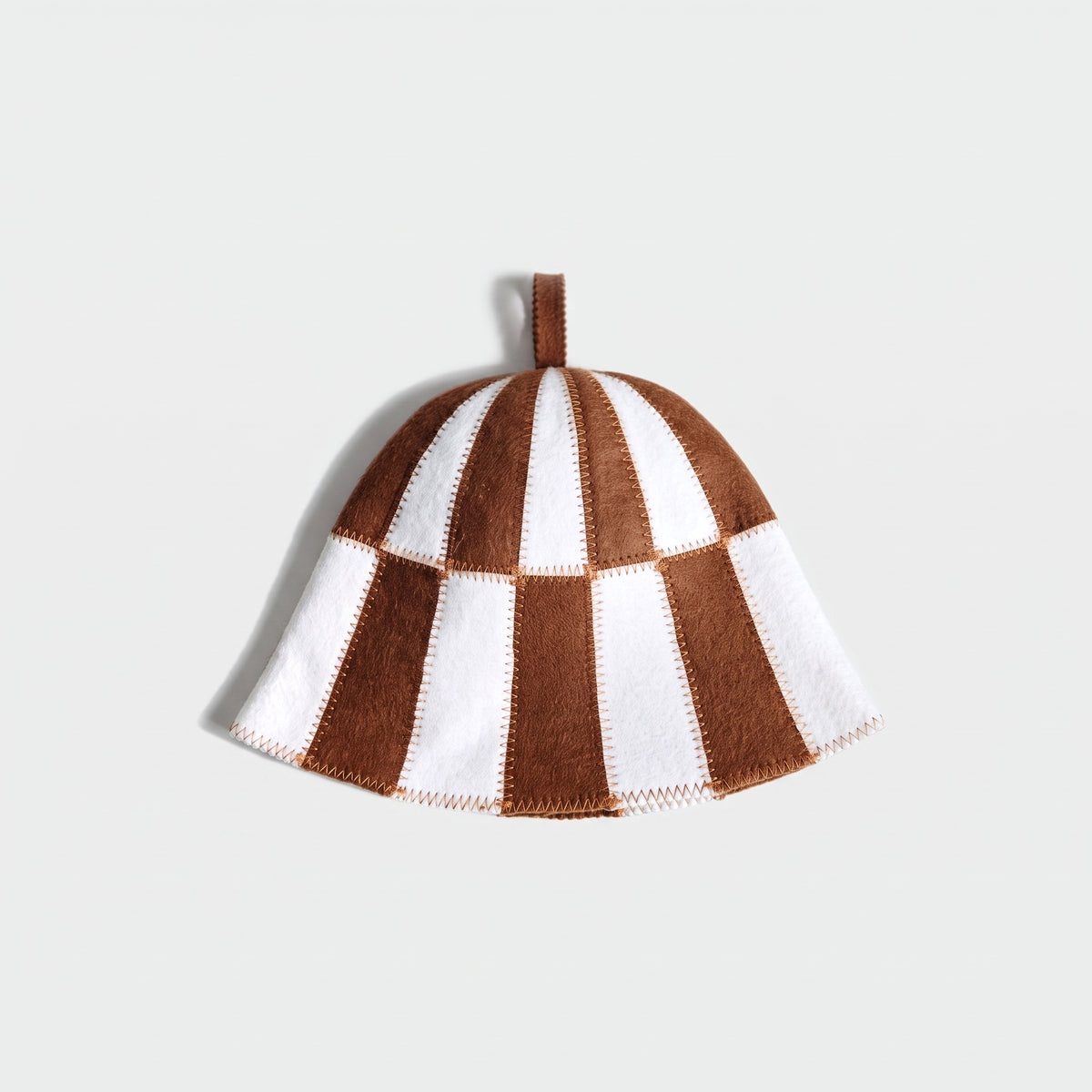 Sauna Hat Brown/White (Polyester Felt) - flat lay