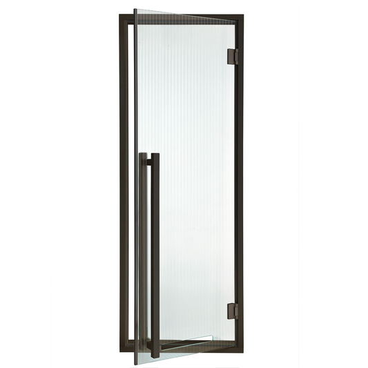 MODERN Black Sauna Door with Fluted Glass