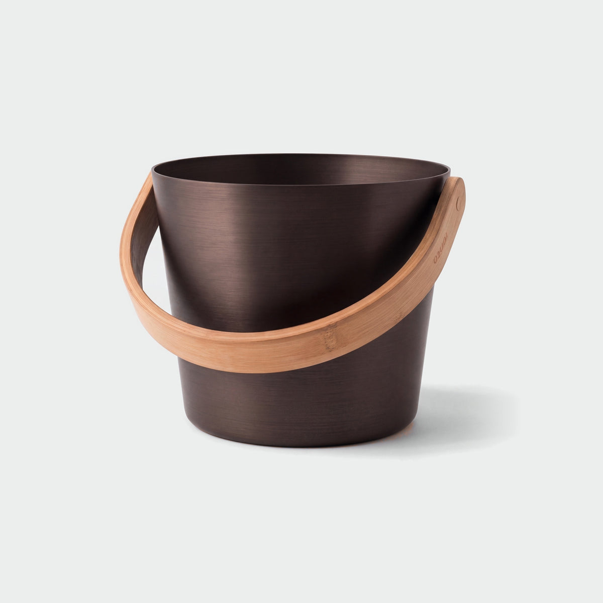 Rento 5 Litre Anodised Aluminium Sauna Bucket in Brown/Black - handle down