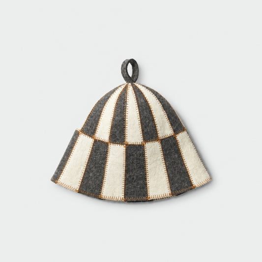 Sauna Hat Grey/White (Wool Felt) - flat lay