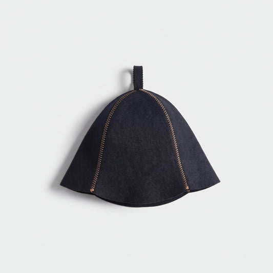 Sauna Hat Black (Polyester Felt) - flat lay