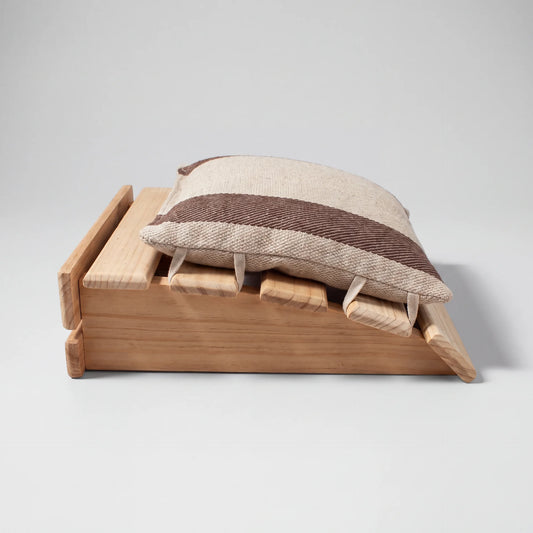 Emendo Wooden Sauna Headrest and Linen Pillow - Brown