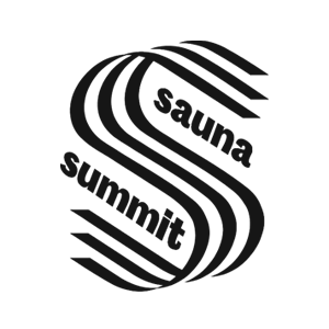 Logo with 'sauna summit' text inside a circular design on a white background