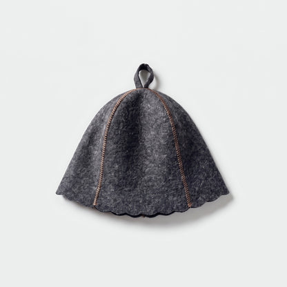 Traditional Lightweight Grey Felt Sauna Hat - flat lay