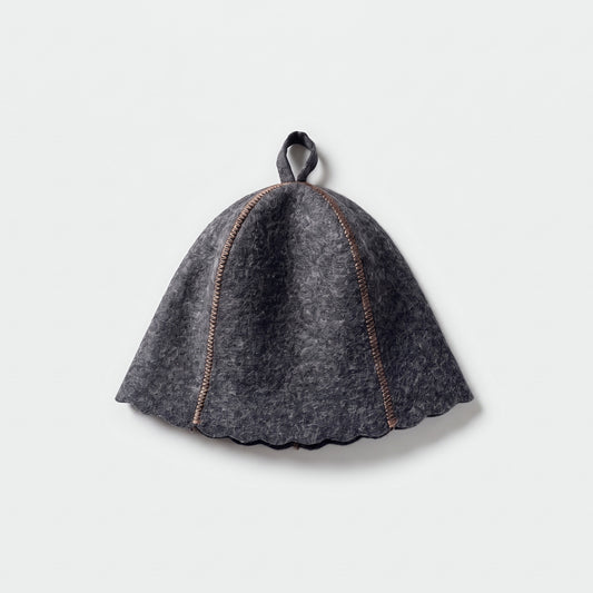 Traditional Lightweight Grey Felt Sauna Hat - flat lay
