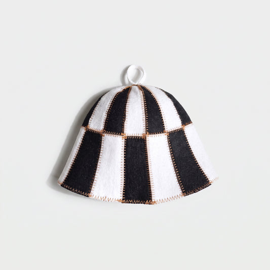Sauna Hat Black/White (Polyester Felt) - flat lay