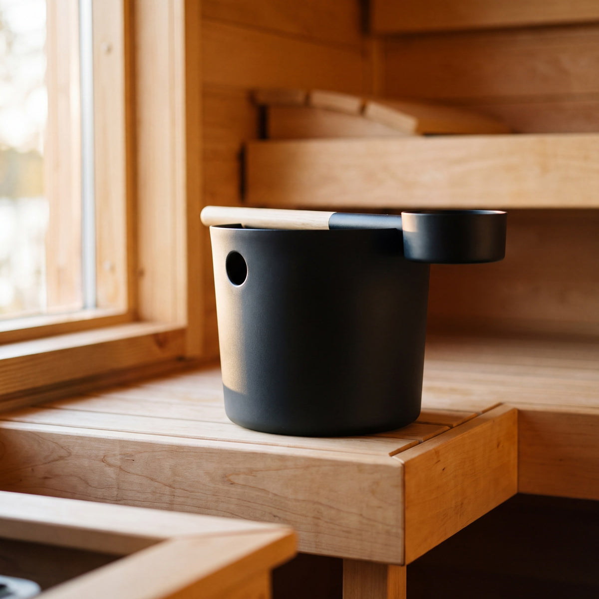 KOLO Sauna Bucket and Ladle Set Black - in the sauna