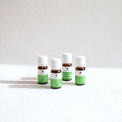 Emendo Sauna Scents (4 x 10ml) - Eucalyptus, Birch, Smoke Sauna and Tar - hero front