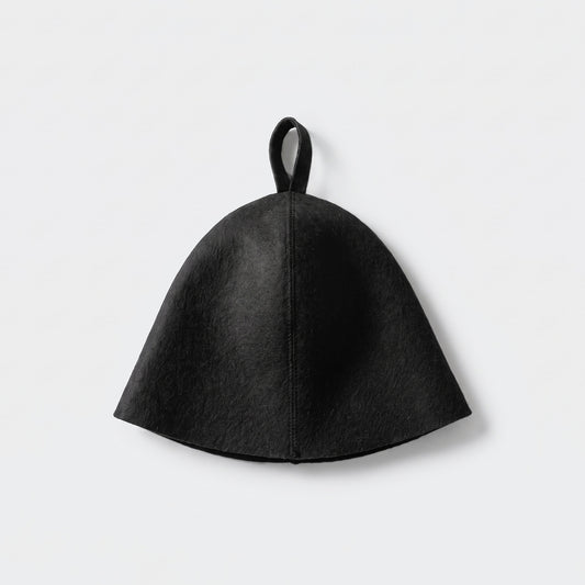 Sauna Hat Black 100% Wool - flat lay
