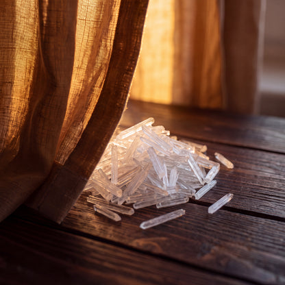 Menthol Crystals - lifestyle by linen curtain