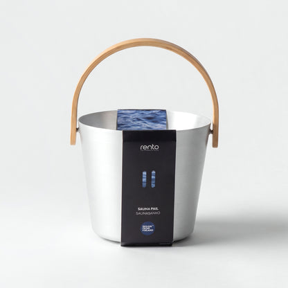 Rento 5 Litre Anodised Aluminium Sauna Bucket in Natural - hero with card band