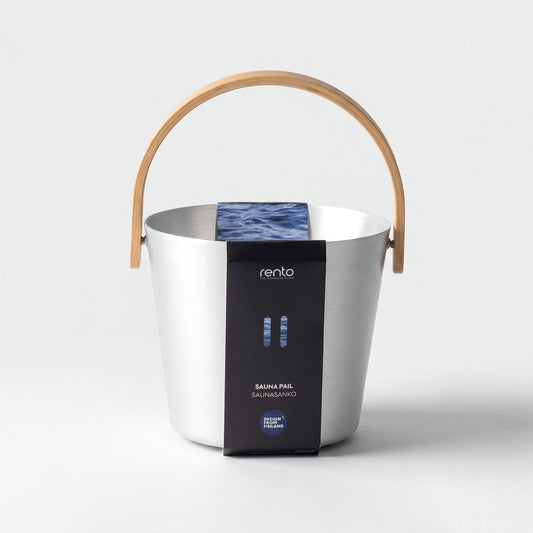 Rento 5 Litre Anodised Aluminium Sauna Bucket in Natural - hero with card band
