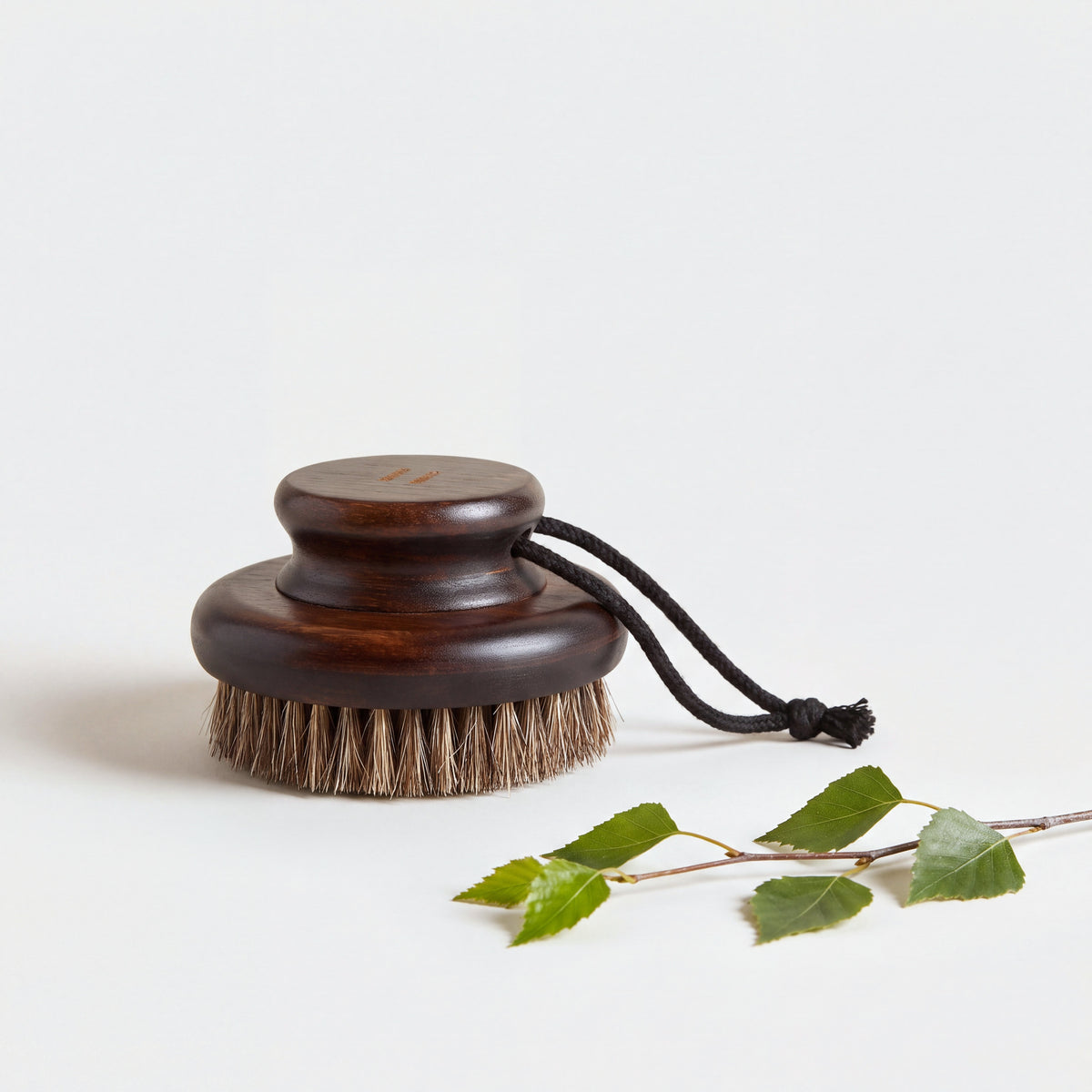 Rento Wooden Body Brush Dark Bamboo & Natural Hair with birch twig