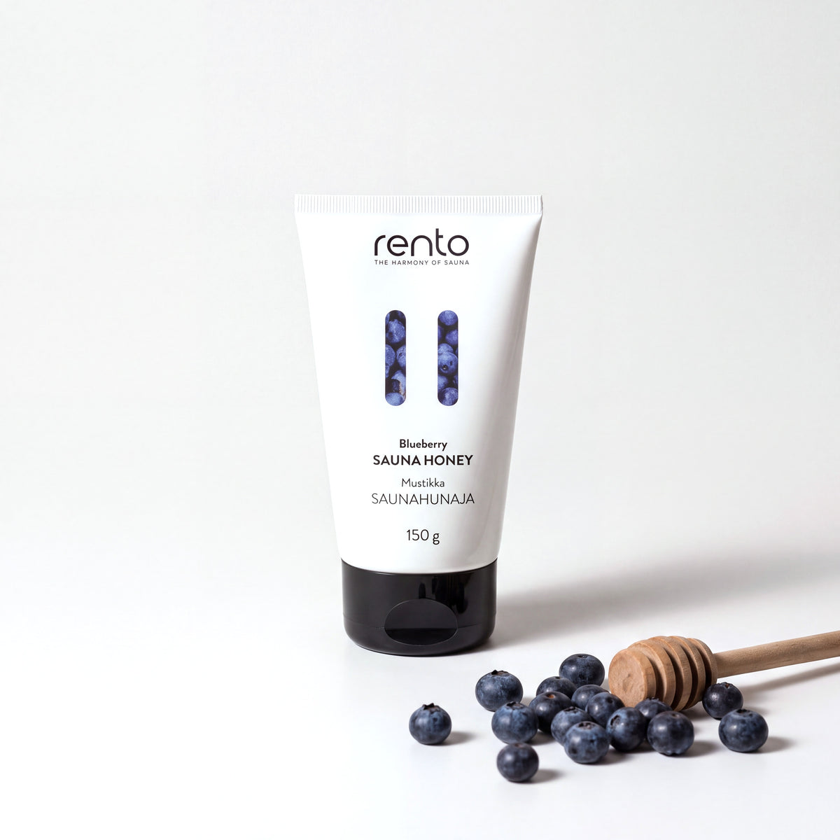 Rento Blueberry Scented Exfoliating Sauna Honey with blueberries and honey dipper