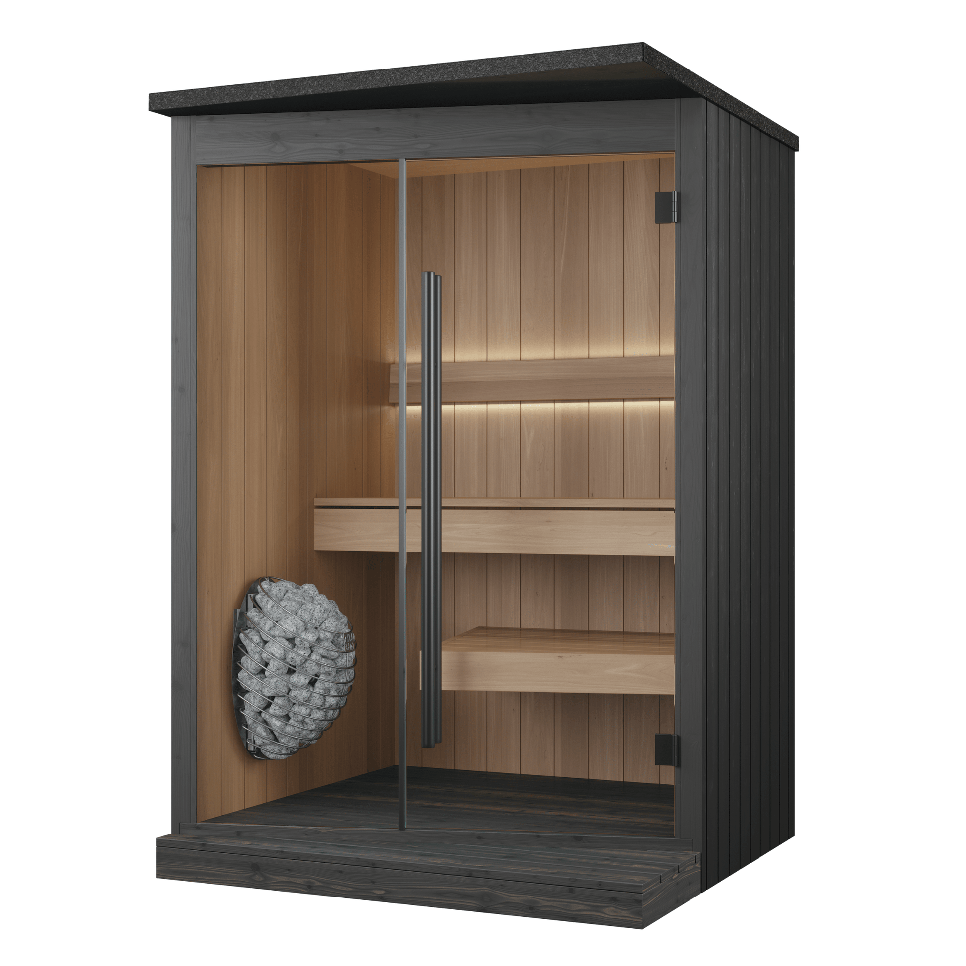 EMBA® Black Outdoor Sauna (2 Person) Modular Outdoor Sauna | Finnmark Sauna