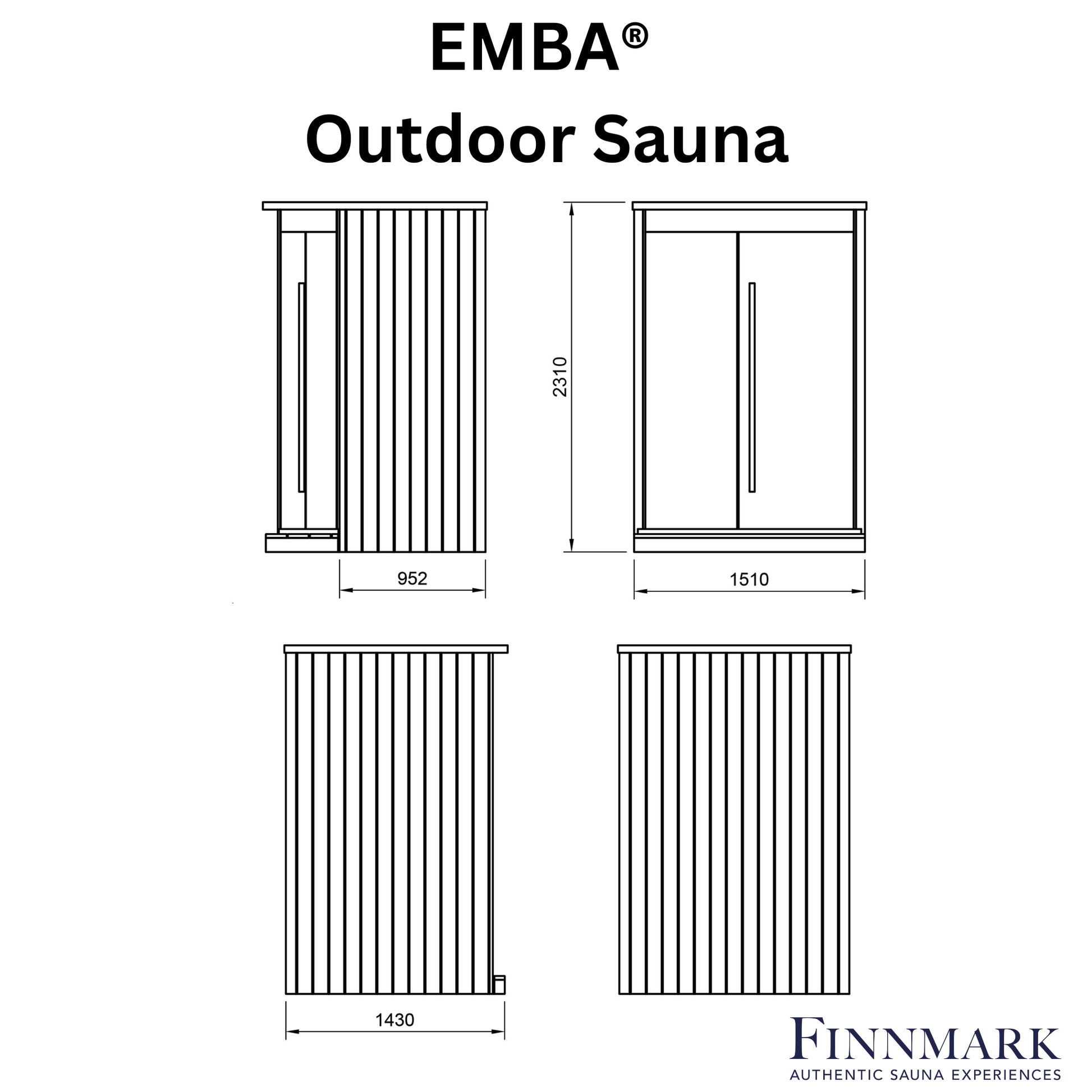 EMBA® Outdoor Sauna (2 Person) Modular Outdoor Sauna | Finnmark Sauna