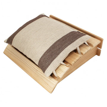 Emendo Wooden Sauna Headrest and Linen Pillow - Brown | Finnmark Sauna