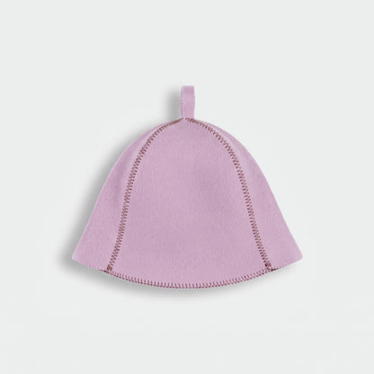 Traditional Lightweight Light Lavender Felt Sauna Hat - flat lay